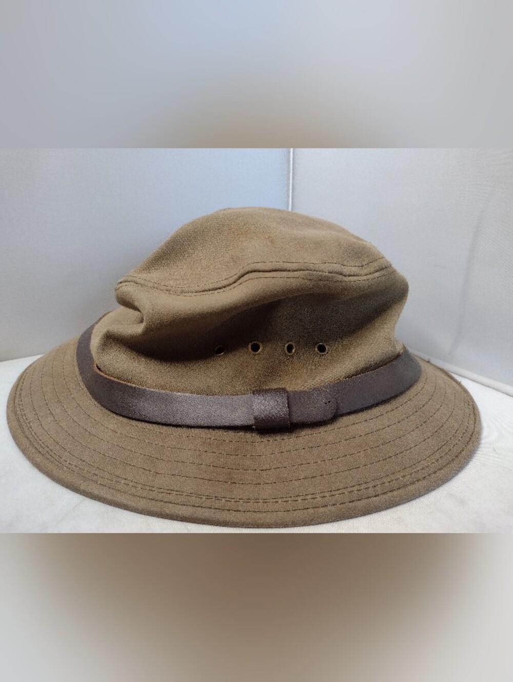 Vintage CC Filson Tin Cloth Packer Hat Mens  Light Brown Boonie Safari M